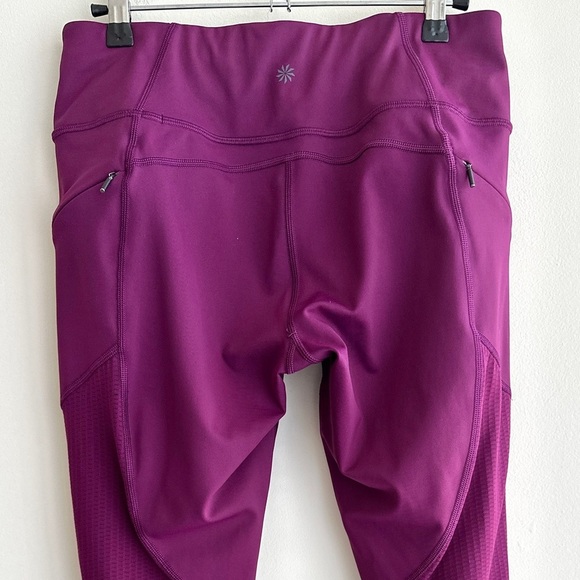 Athleta Mesh Contender Capri Athletic Leggings, Velvet Plum, Size Medium - Picture 11 of 16